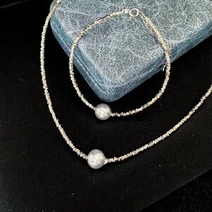8.5mm Silver Blue Akoya Pearl Set